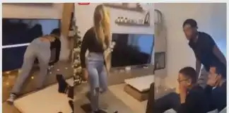 Watch Moment Lady destroyed her man’s PlayStation while playing with friends (video)
