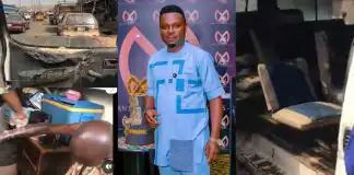 Actor Kunle Afod escapes death as his driver, helper get brutally burnt in fire accident (Video)