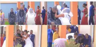 Drama as bride attacks groom, landing several blows on their wedding day (Video)