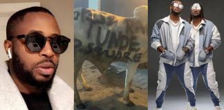 Tunde Ednut speechless as Psquare donate a cow for his 37th birthday party