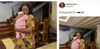 “Chilling with his cum” Lady causes a stir as she introduces baby with a weird label