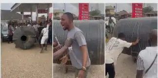 "N2 Million Fuel” – Man Carries Overhead Tank to Filling Station to Buy Fuel, People Chase Him (Video)
