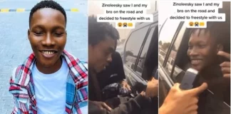 Moment Zinoleesky joined upcoming singer that freestyled for him in public (Video)