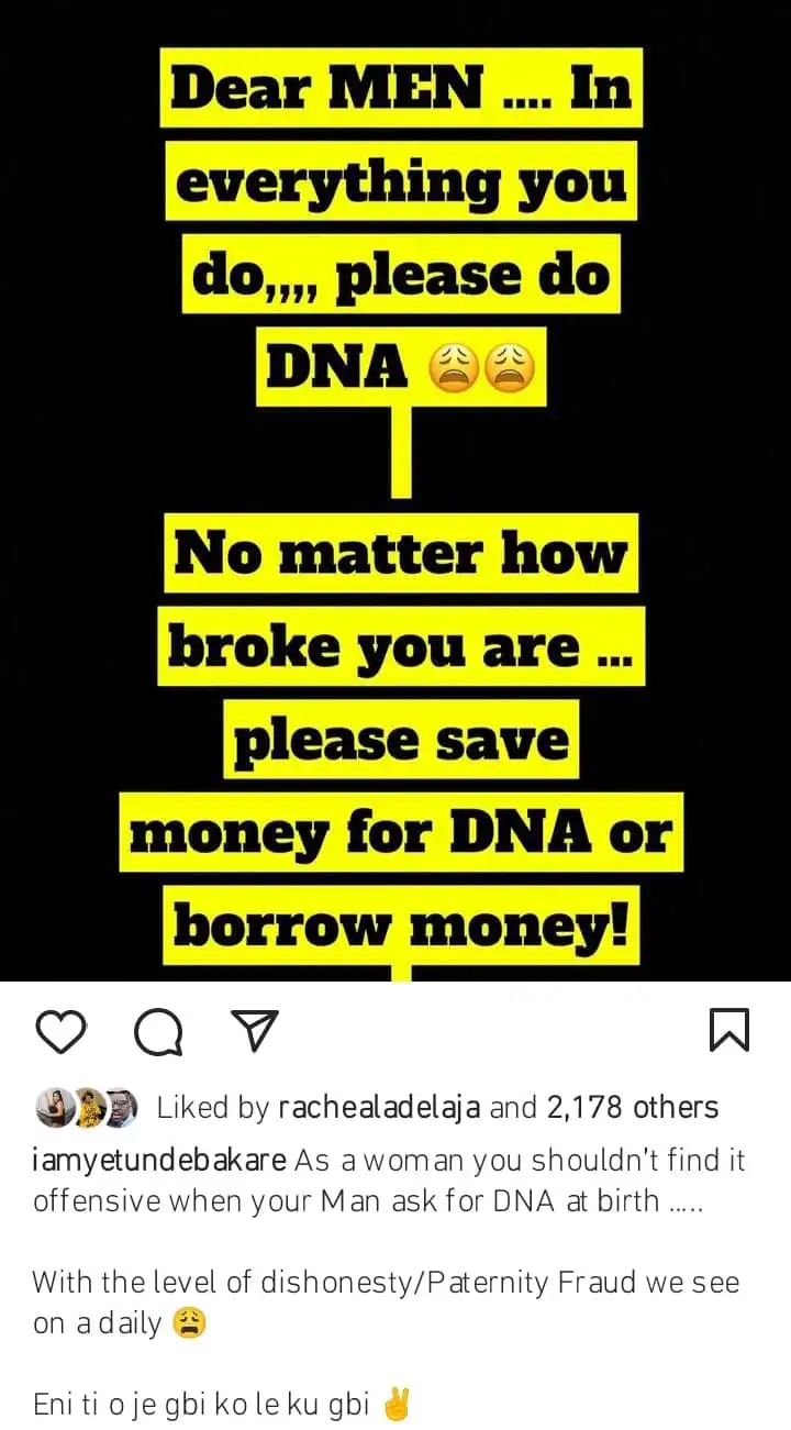 As a woman you shouldnt find it offensive when your man ask for DNA Yetunde Bakare Kemi Filani blog min 1