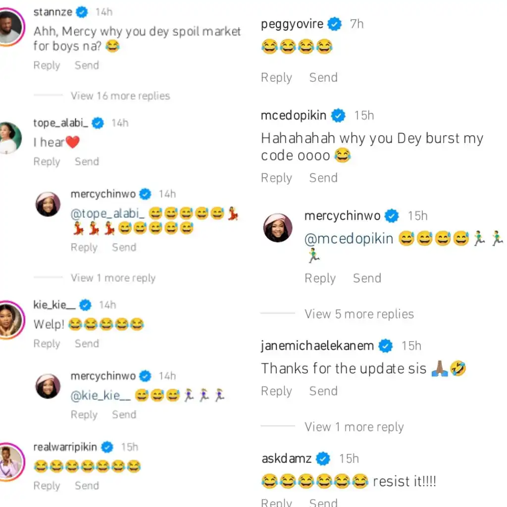 Celebrities react to Mercy Chinwo valentine message to married women Kemi Filani blog