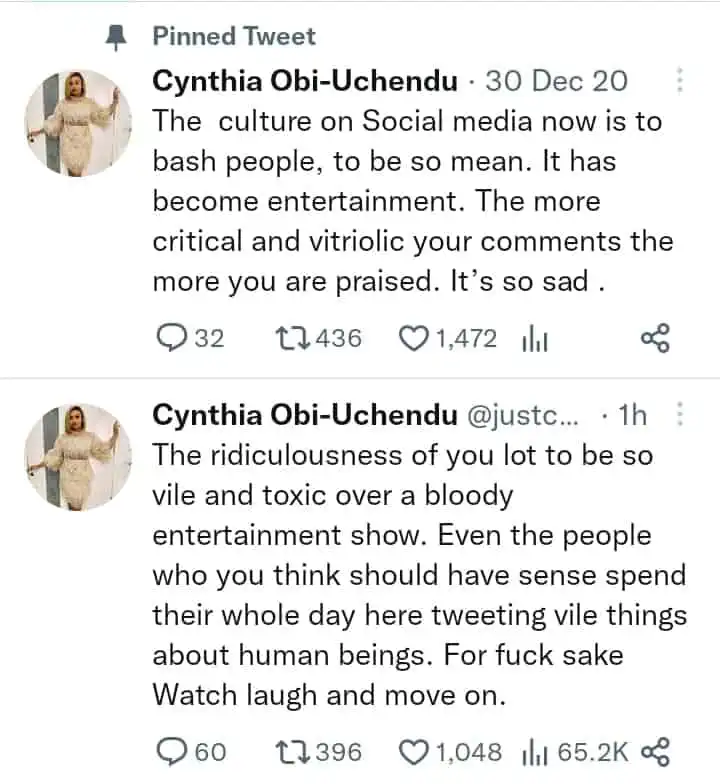 Cynthia Uchendu slams troll for cursing her husband Ebuka Uchendu Kemi Filani blog min