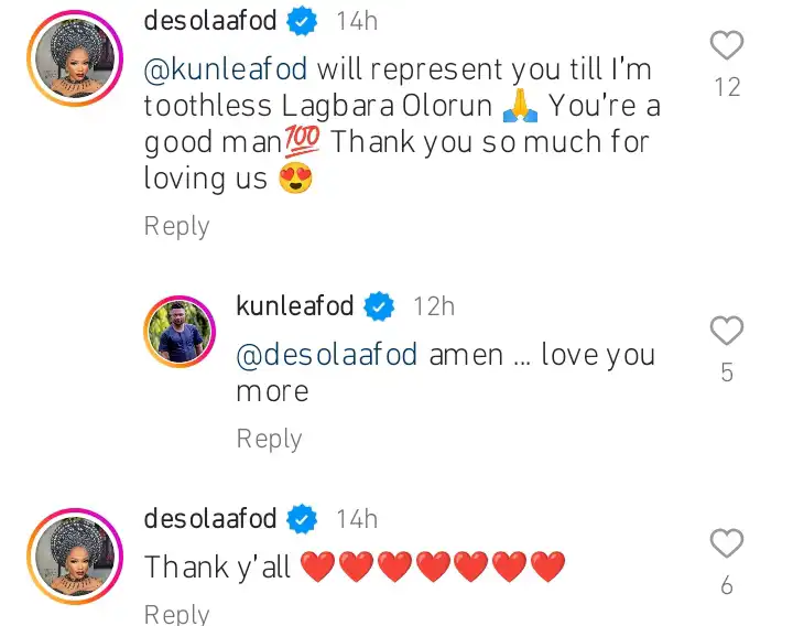 Desola Afod reacts as Kunle Afod calls for prayers on their marriage Kemi Filani blog
