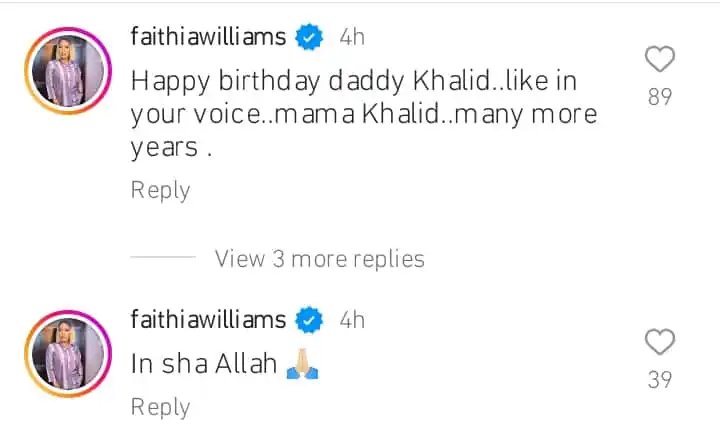 Faithia Williams birthday message to Saidi Balogun Kemi Filani blog
