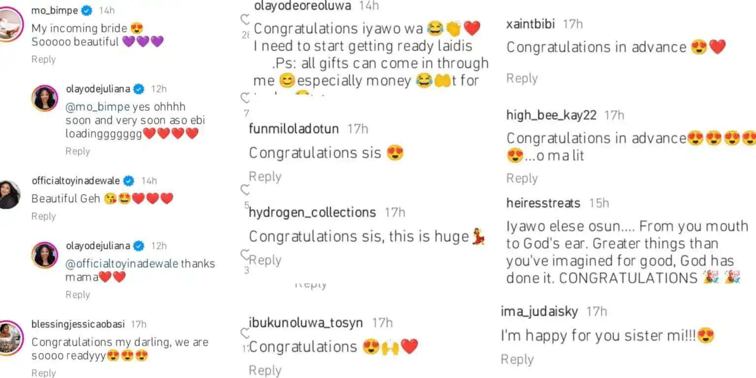 Fans bombard Juliana Olayode with congratulatory messages Kemi Filani blog min 1536x768 1