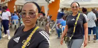 Mercy Aigbe says powerful prayer as she storms polling unit