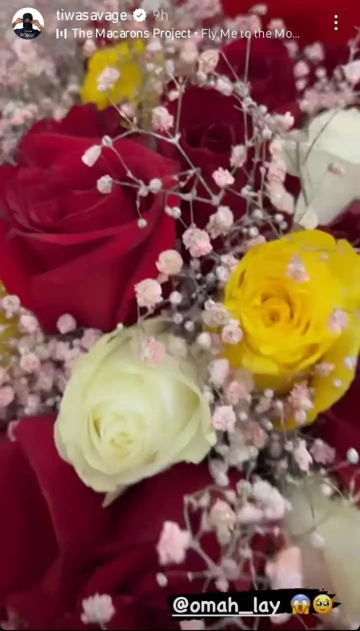 Omah Lay sends Tiwa Savage bouquets of roses Kemi Filani blog min