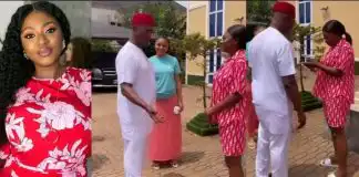 Yvonne Jegede shares moment Ned Nwoko paid her a suprise visit on movie set with Regina Daniels