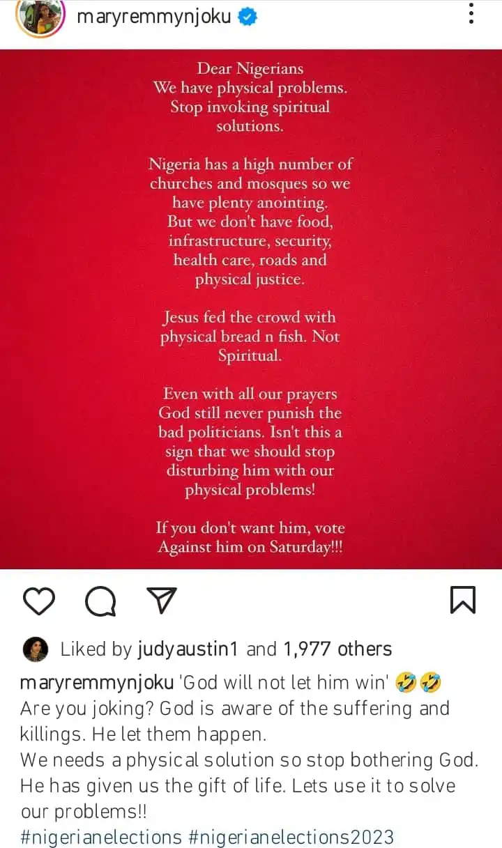 Why you should stop disturbing God with your physical problems Mary Njoku admonishes Nigerians Kemi Filani blog min