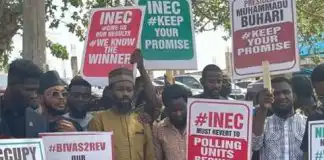 Angry Nigerians Stage Protest In Abuja Over Last Saturday's Elections (Video)