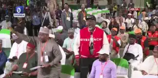 2023 election: "We are Nigerians and must defend our rights' Dino Melaye protests as INEC begins collation process in Abuja (video)