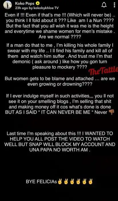 BBNaijas Khloe reacts to her alleged leaked blow job video kemi Filani blog min