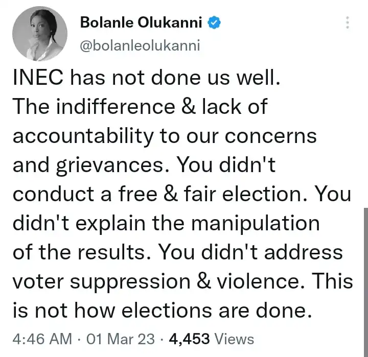 INEC hasnt done us well Bolanle Olukanni Kemi Filani blog min