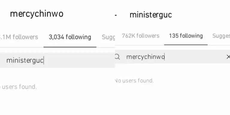Mercy Chinwo and Minister GUC unfollow each other Kemi Filani blog min 1300x650 1 768x384 1
