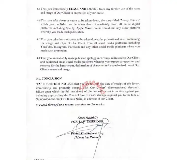 Mercy Chinwo files lawsuit against Obidiz Kemi Filani blog min
