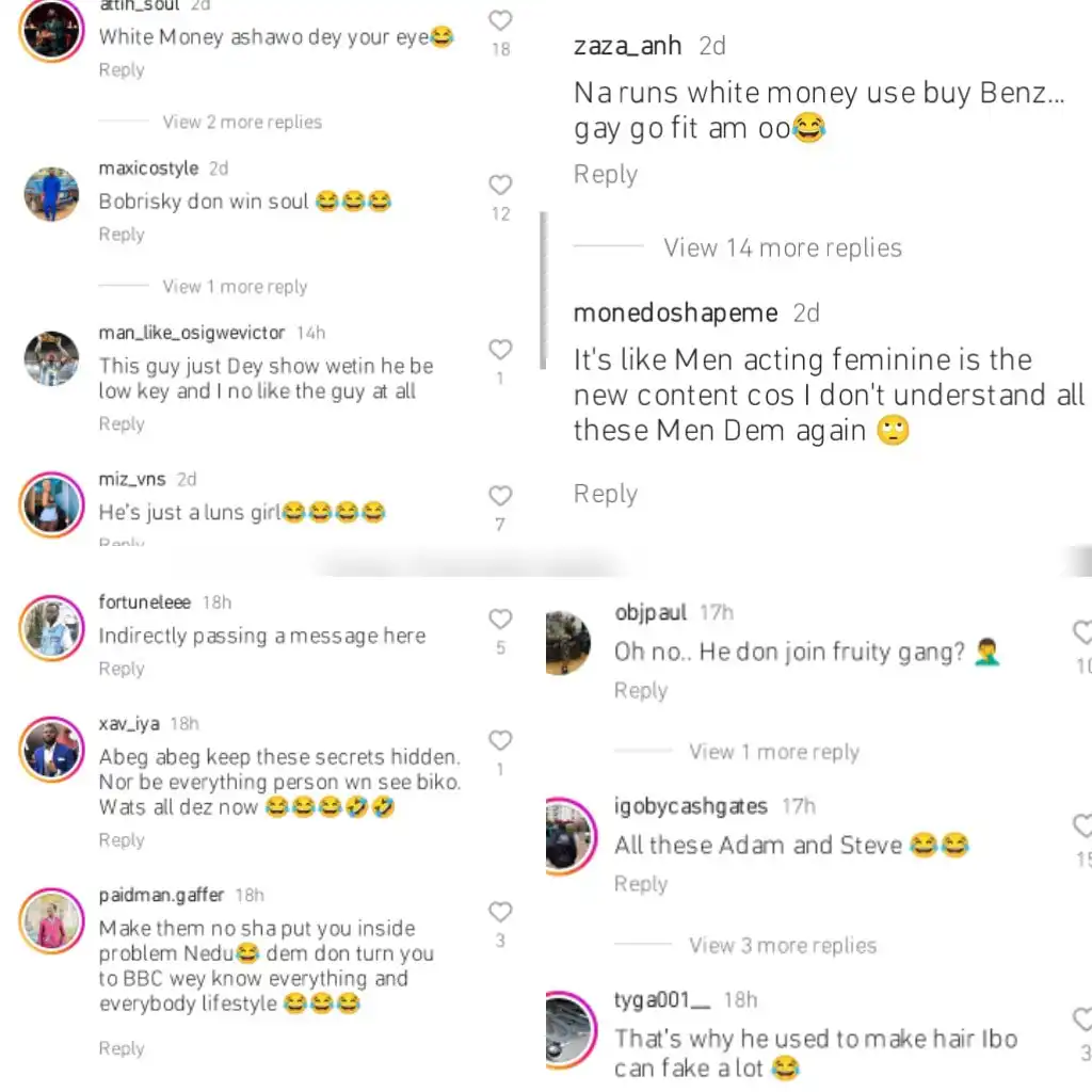 Reactions as Nedu drops hints on how Whitemoney makes his money Kemi Filani blog min