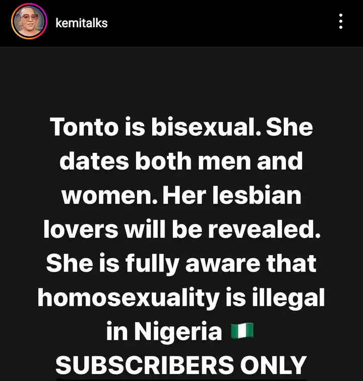 "Tonto Dikeh is bisexual" – Kemi Olunloyo spills, hints at exposing actress’s lesbian lovers 1 Screenshot 20230310 180844