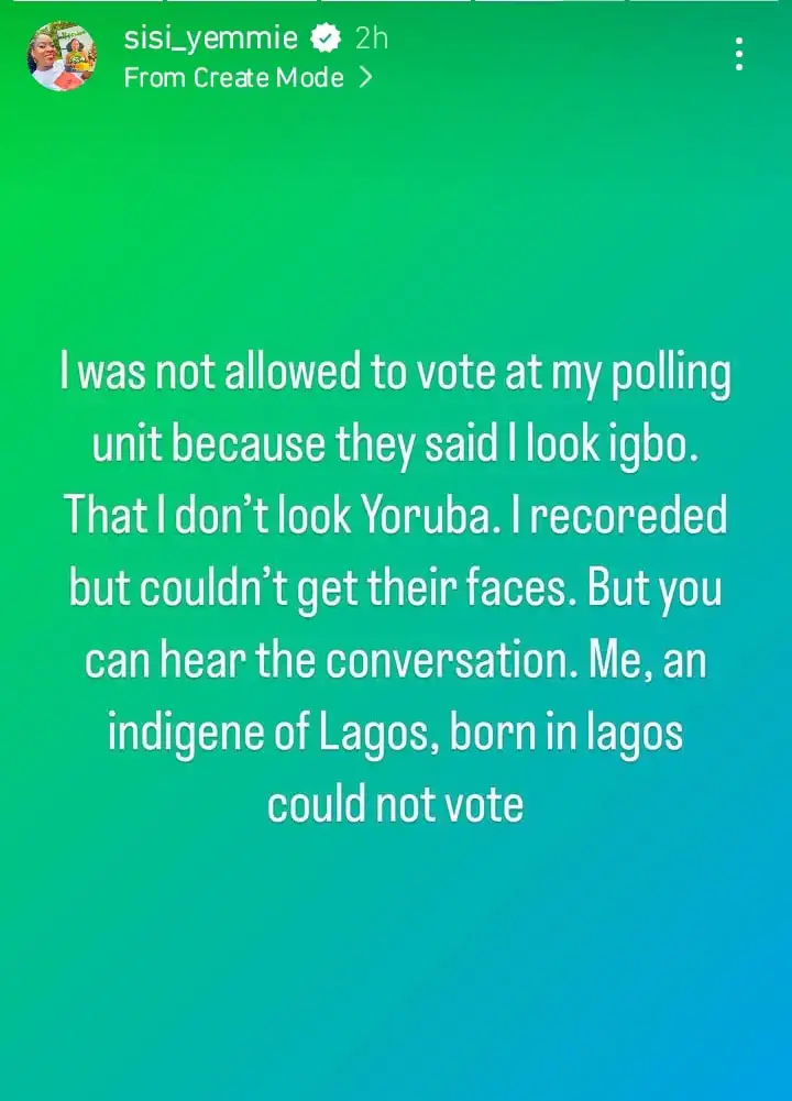 Sisi Yemmie and husband prevented from voting because they look like Igbo Kemi Filani blog min 1