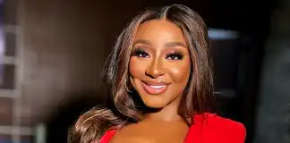"You are wicked" Tega Dominic, and other react as Ini Edo blow minds in her Open-chest Top and skirt (Photos)