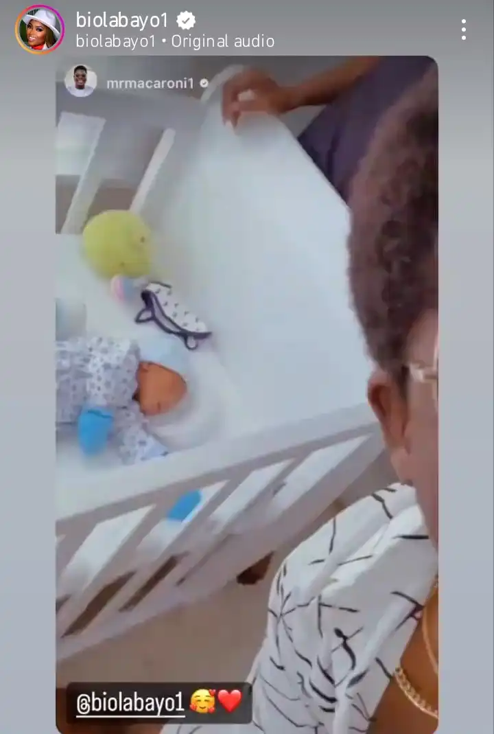 Biola Bayo appreciates Mr Macaroni as he storms her house Kemi Filani blog min