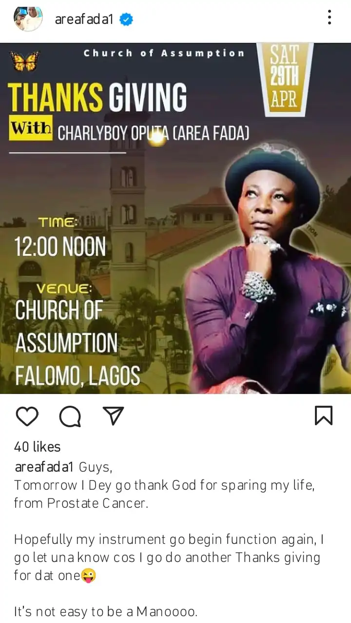 Charly Boy set to hold Thanksgiving after surviving prostrate cancer Kemi Filani blog min