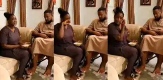 Mercy Johnson asks important question as she tears up on movie set (Video)
