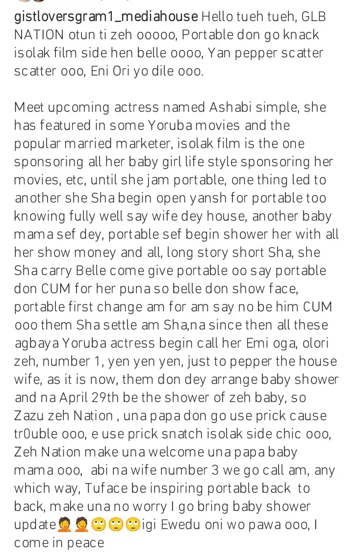 Portable allegedly expecting another child with actress Ashabi Kemi Filani blog min