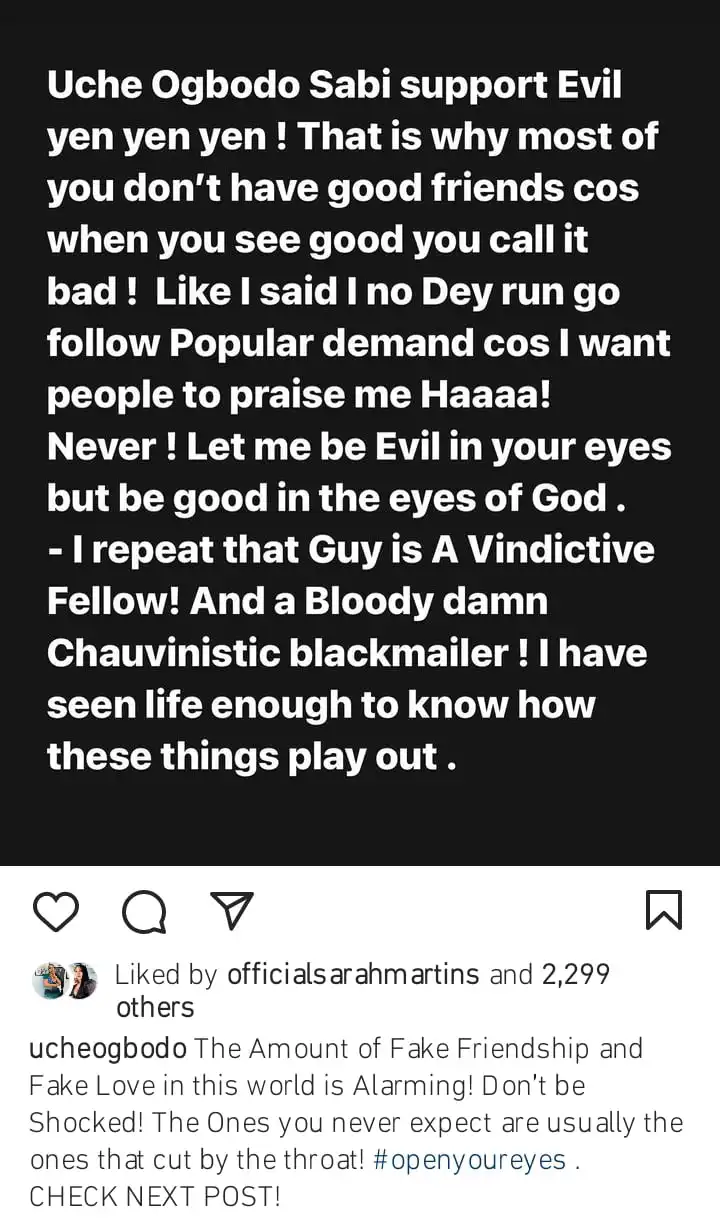 The amount of fake love and fake friendship is alarming Uche Ogbodo blows hot Kemi Filani blog