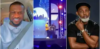 Moment Peter Okoye gifted physically-challenged comedian N1M at AY Live show