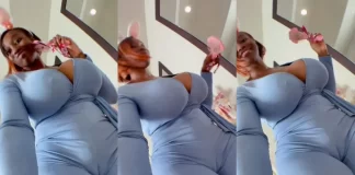 A very Beautiful Lady shows off her curves and Big booty to her lovely fans (Video)