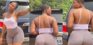 Fans have been expressing mixed feelings as Popular fast rising Instagram influencer Dymes, released new photos of herself on Instagram, showing off her backside to delight her fans. Nevertheless, social media has been an avenue where individuals and celebrities have used to show off their stunning looks and physical endowments in a bid to entertain their large number of fans and admirers on the internet. Dymes decision to show off her massive backside in a pink bikini while walking on the street has been received with mixed feelings from her fans. Check out the photos below.