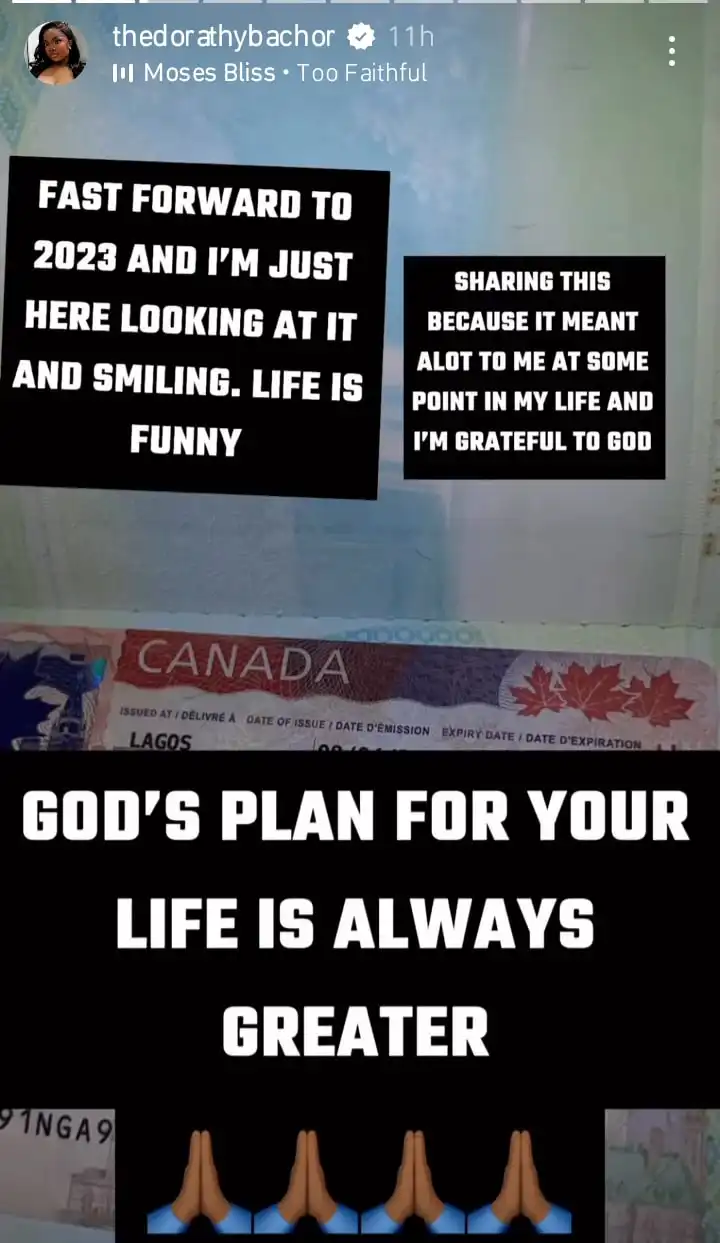 Gods plan for your life is always greater Dorathy Bachor gets visa to Canada