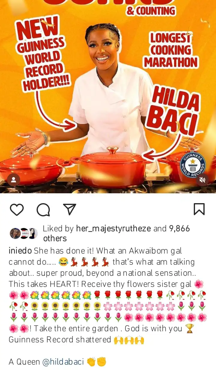 Ini Edo celebrates Hilda Baci for breaking Guinness World Record for marathon cooking Kemi Filani blog min