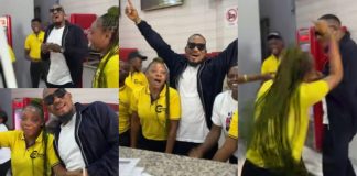 Junior Pope rains money on staff of Asaba cinema over their grand gesture to him (Video)
