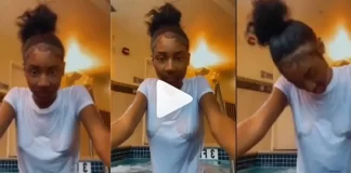 Lady Wet From Swimming Pool Leaves Men Salivating As She Joins The ‘Ta Ta Ta’ Challenge(Video)