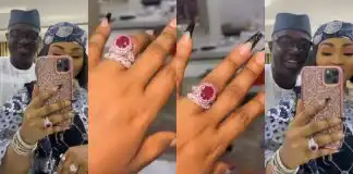Mercy Aigbe shows off sparking new wedding ring from husband, Kazim Adeoti