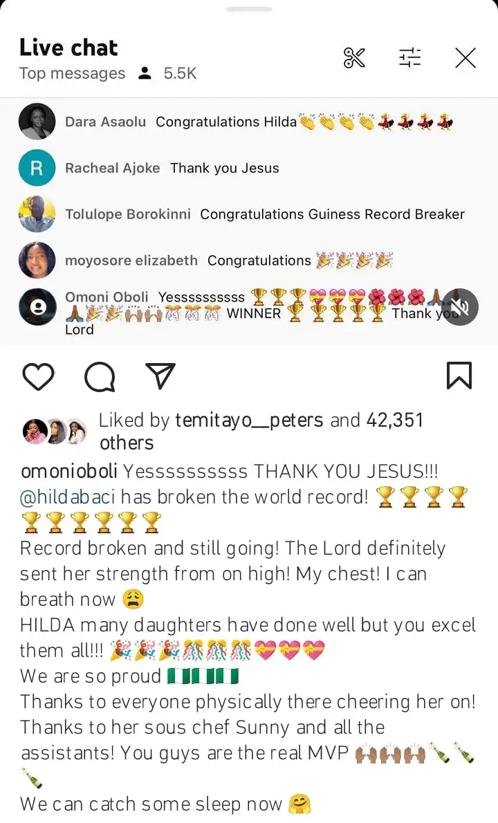 Omoni Oboli celebrates Hilda Baci for breaking Guinness World Record for marathon cooking Kemi Filani blog min
