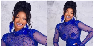 Tacha is a former Big Brother Naija housemate who participated in the fourth edition of the Big Brother Naija reality TV show, she is also a brand ambassador and an Instagram socialite. Recently, she unloaded some photos which generated reactions from her fans and followers on Instagram. The 27-year-old star wore a sheer blue gown in the pictures she posted, her gown was well fitting from the top to the upper thigh region and flared from the knee region, her outfit looked great on her and enabled her to showcase her beauty. Also, Her hairstyle looked great on her and her makeup augmented her beauty. Below are some of the pictures Tacha posted online