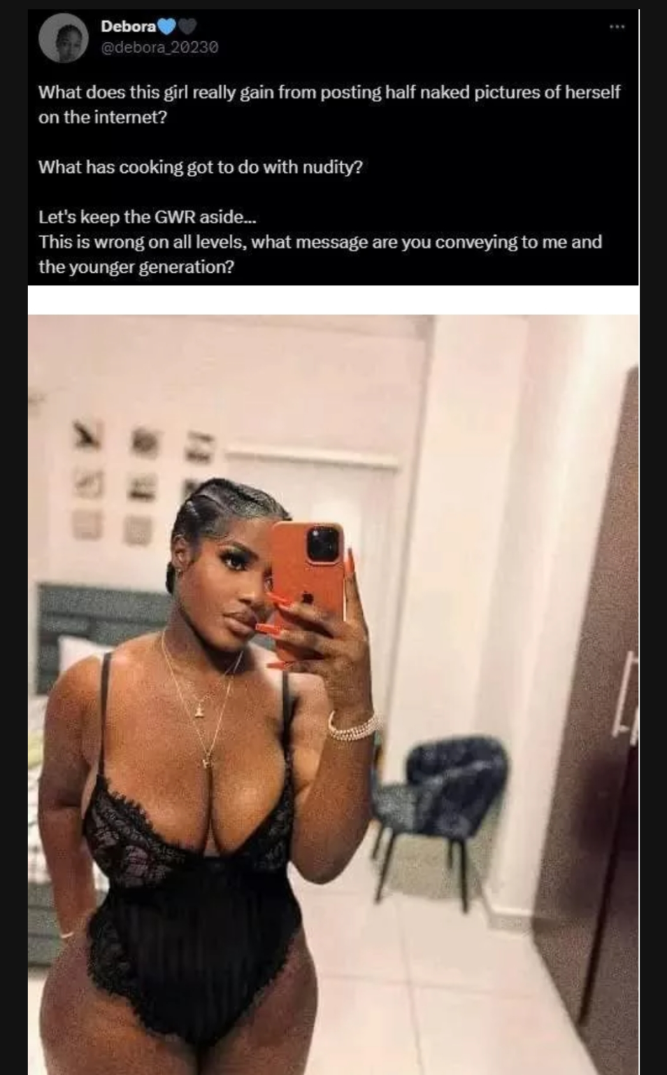 “What does this girl really gain from posting half naked pictures, let’s keep the GWR aside” – Lady calls out Hilda Baci over her recently raunchy photo 2 screenshot 20230527 1226165794472636466921151