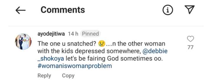 “Yes, I snatched him” Actress Deborah Shokoya Replies A Fan Who Said She Snatched Her Husband From Another Woman 1 012a7caab8234c46a353ab867cc7abfe