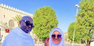 “Nothing but Alhamdulilah”Mercy Aigbe Share Beautiful Love Up Picture With Her Husband Kazeem Adeoti (Photos)