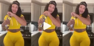 Beautiful Ebony Lady Flaunts Her Hugee Kpekus In Her Kitchen While Making Dinner [Video]