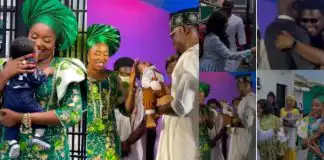 Mr Macaroni, others grace Biola Adebayo’s son dedication in church