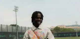 Rema visits Barcelona stars during training, gets customised jersey