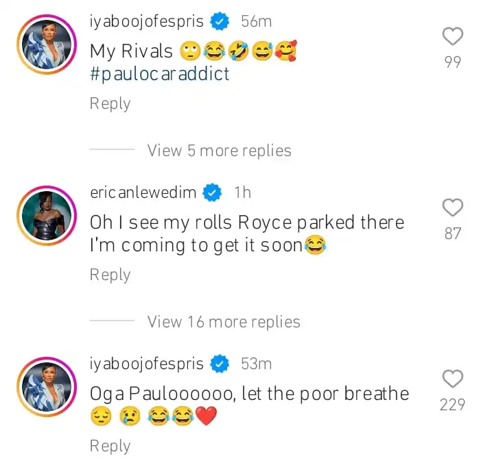 Let the poor breathe Iyabo Ojo tells Pauloo Okoye as he shows off his cars