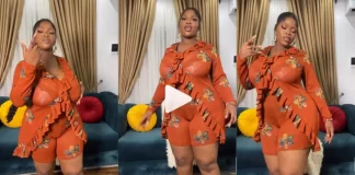 African women are blessed naturally without surgery, some ladies are blessed either with one or two assets, in a trending video, a lady who is so Endowed flaunts her natural assets in a new video.